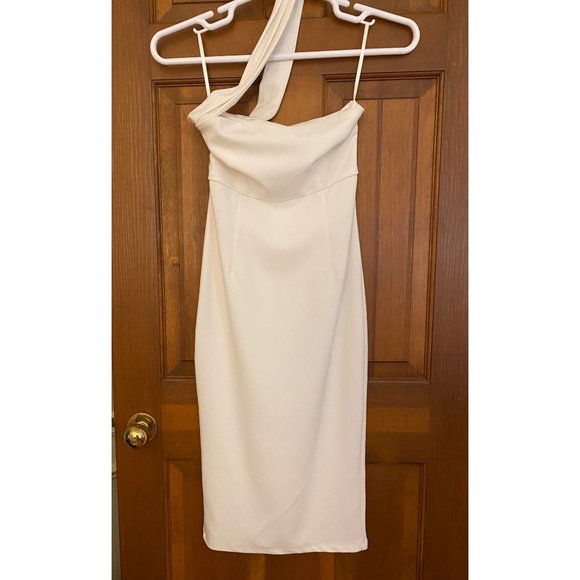 Olia Dress Women Small White One Shoulder Split Thigh Cocktail Bodycon Nightclub - Picture 9 of 16